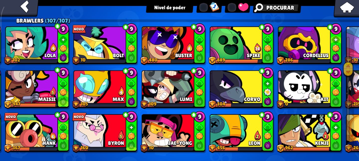 Conta brawl stars todos os brawlers 108/108