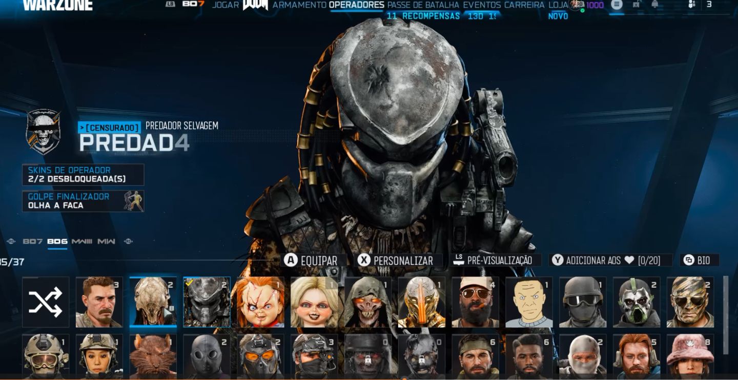 CONTA WARZONE LEVEL 1K COM SKINS E JOGOS BO6 E MW4 ED COFRE ADQUIRIDO