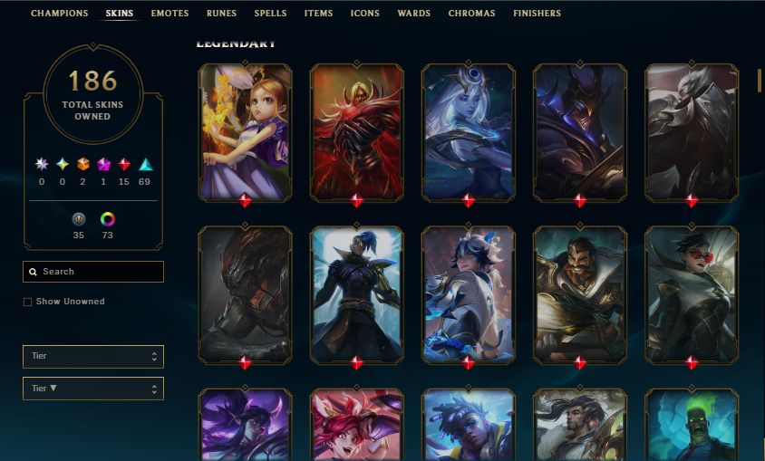 Conta Antiga de League Of Legends Todos os campeões - 186 skins