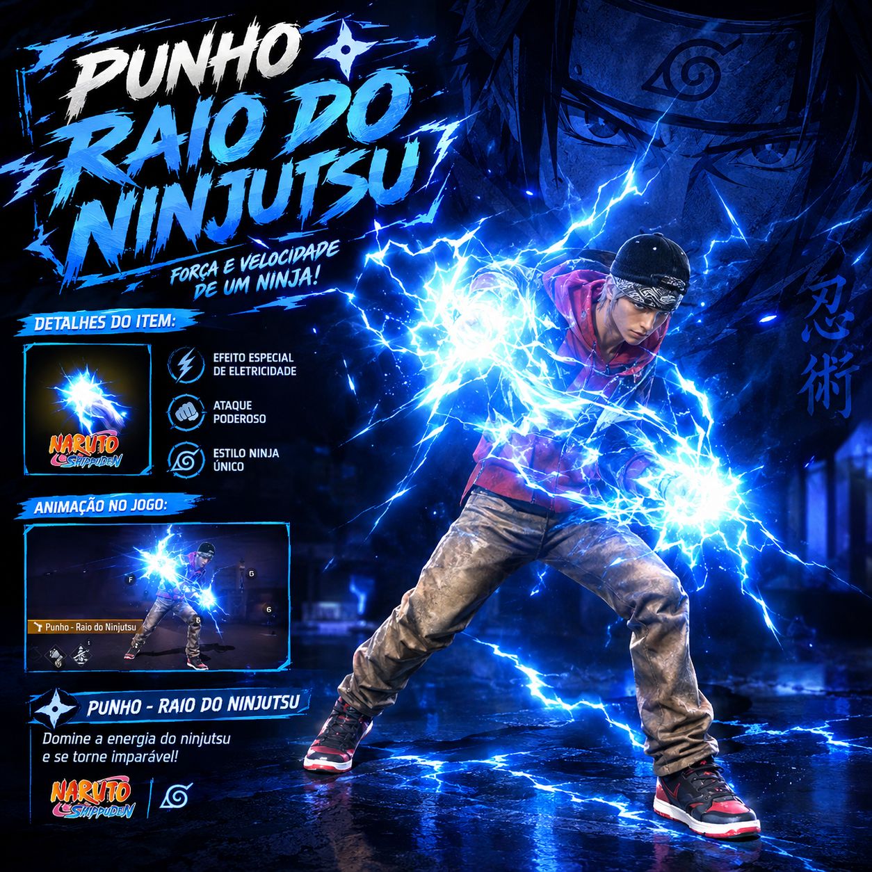 ENTREGA RÁPIDA | CONTAS FF LV 15/30 | NARUTO | SASUKE | PUNHO | UMP ATRIBUTADA