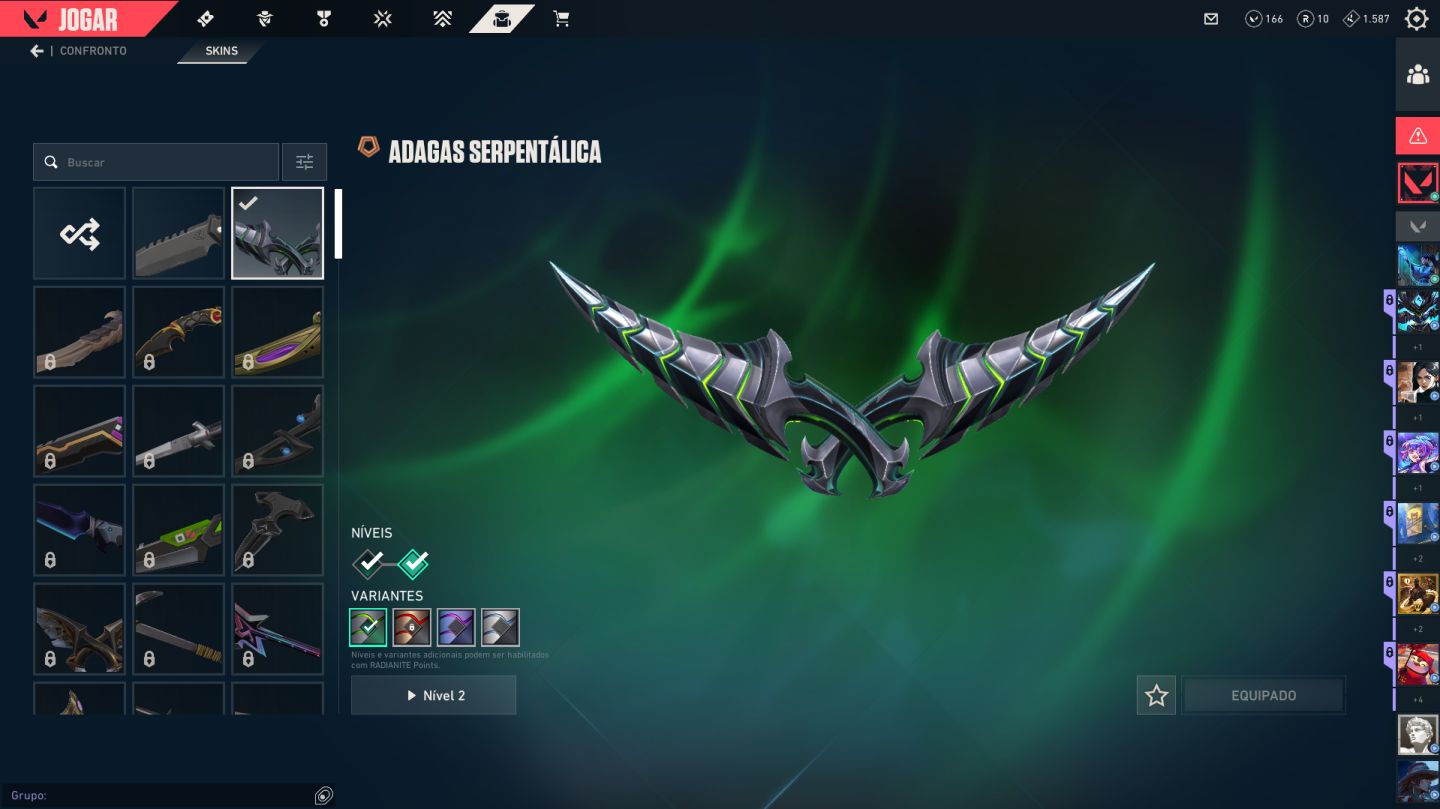 Acc Valorant top para iniciar ,17 + skins