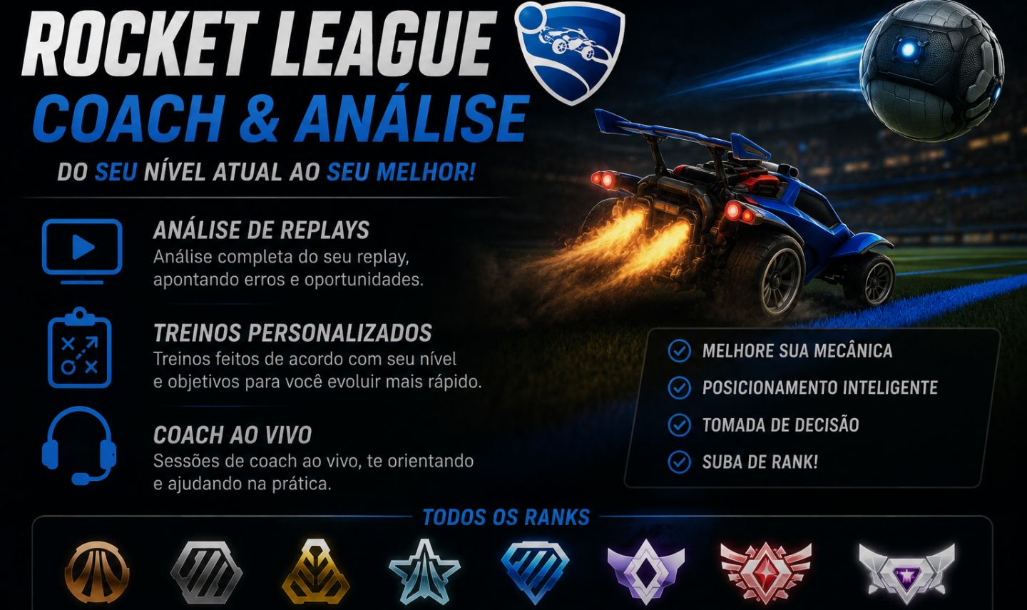Rocket League Coach | Análise de Replay + Treino Personalizado + Coaching