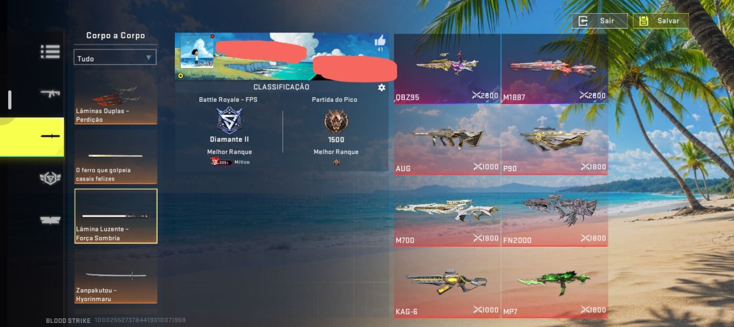 Conta bloodstrike, único dono cheia de skin (Armas, Facas,Strikers,2 Evos)$