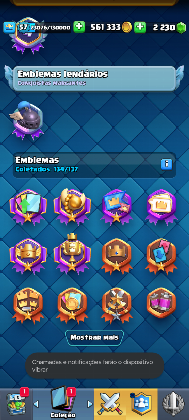 CONTA CLASH ROYALE, 11500K DE TROFÉU, BOAS CARTAS LEVEL 15/16