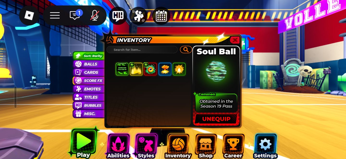 Contas de voleibol legends Veja a descrição
