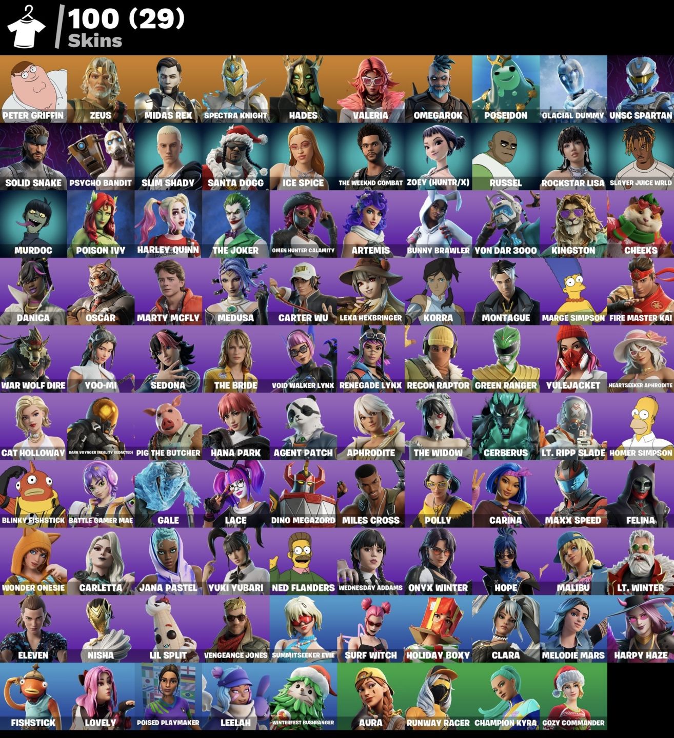 Conta Fortnite 100 skin, com skin bandido psicopata etc,