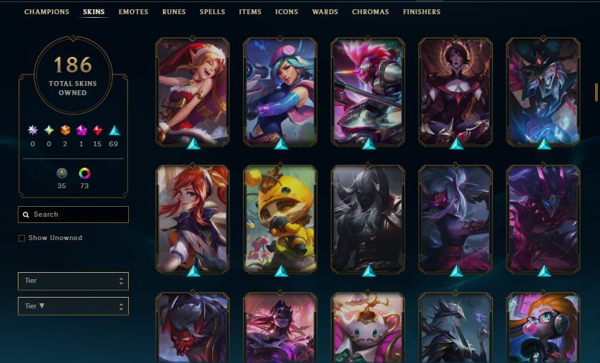 Conta Antiga de League Of Legends Todos os campeões - 186 skins