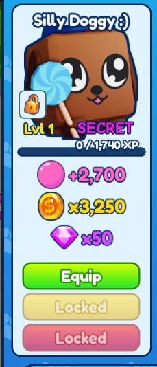 PROMOÇÃO!!! PET BUBBLEGUM SIMULATOR INFINITY (**Silly Doggy** PURO)