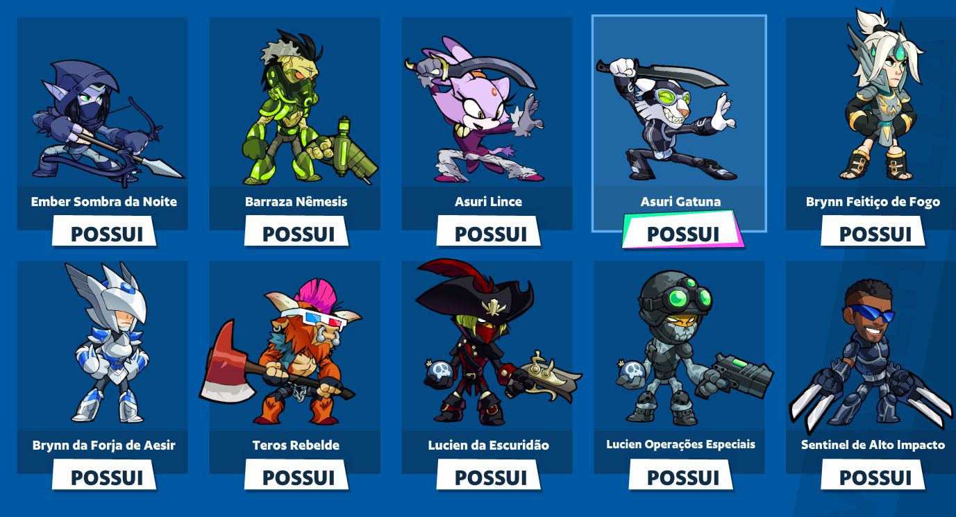 Conta Steam Nível 4 | Brawlhalla 1.9k Horas + Passe 9, 4, 7, 13, 8, 10 + 76 Skin