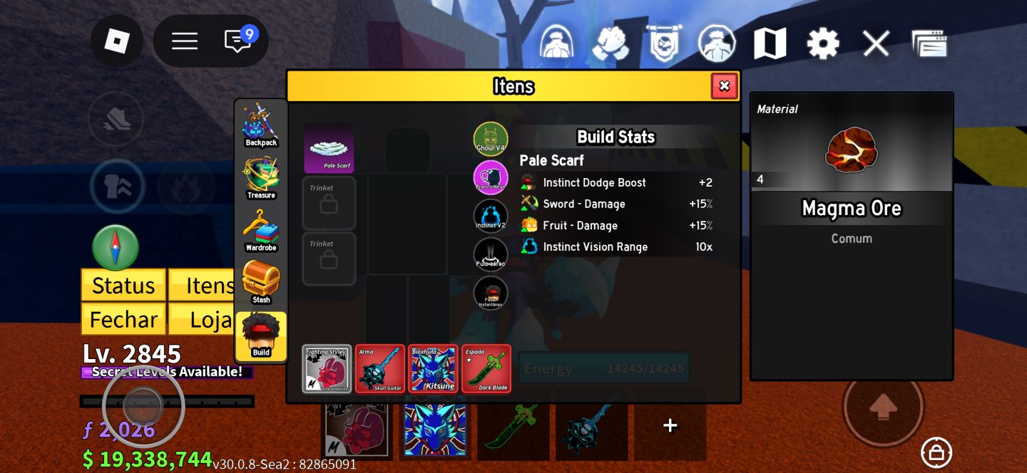 Blox Fruits LV MAX 2845 | Dragon, Kitsune e Tiger PERMANENTES + Dark Blade