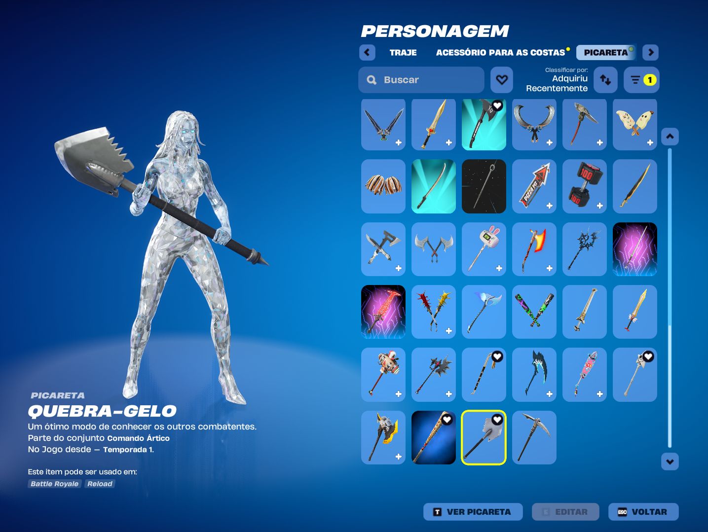 Conta de Fortnite rara e clean com picareta da alerquina.
