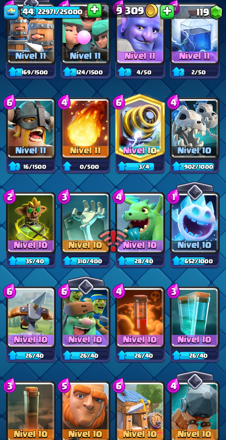 CONTA DE CLASH ROYAL FULL CARTAS, ALGUNS HERÓIS E EVOLUÇOES
