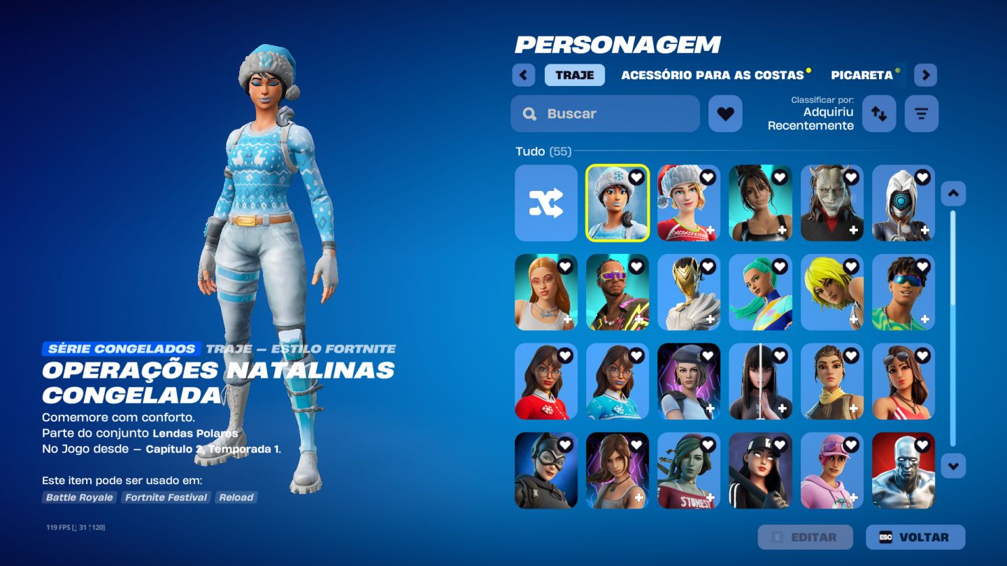 DIECE PRETA + CARROS BRANCOS + TITULOS GC/SSL + 160 SKINS FORTNITE