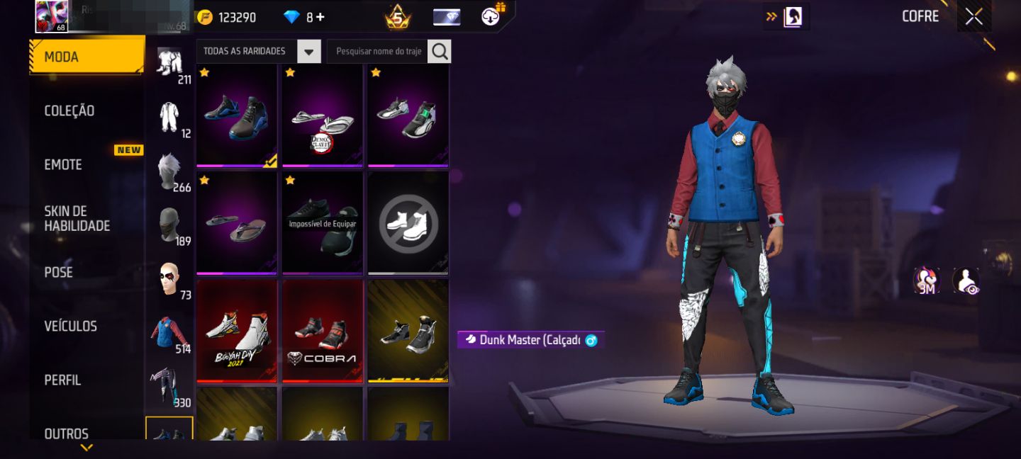 CONTA FF TOP | CALÇA ANGELICAL AZUL + PUNHO COBRA + MUITO GEMADA + CARTÃO NICK