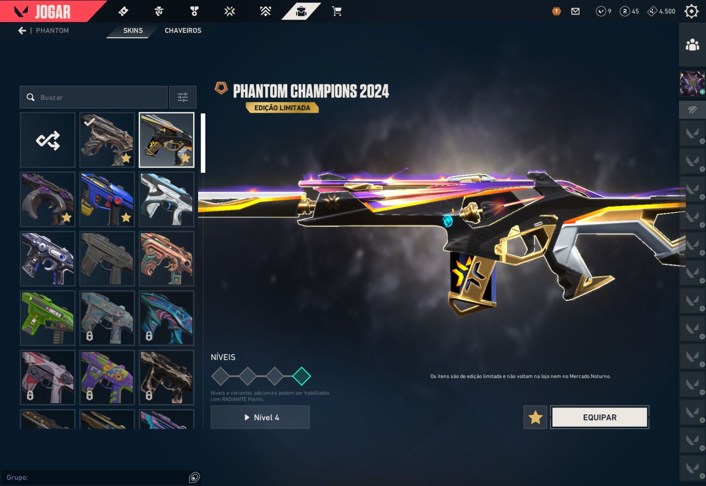 CONTA VALORANT IMORTAL | PACOTE CHAMPIONS 2023 & 2024 | FULL ACESSO | NVL 297