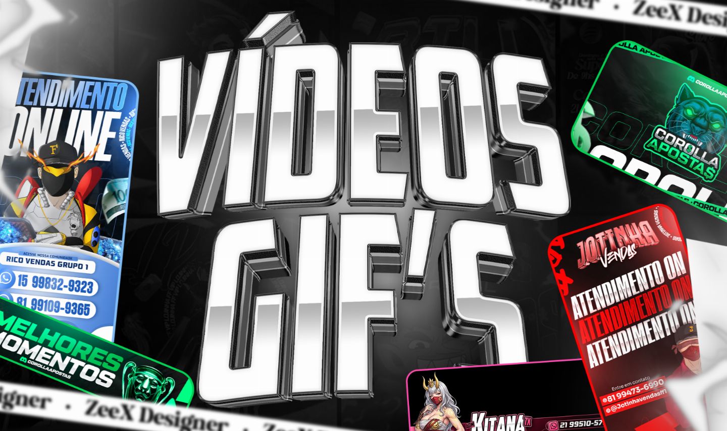 VÍDEOS E GIFS ANIMADOS - OVERLAYS, ORG DE APOSTAS, ATENDIMENTO ON E MUITO MAIS!