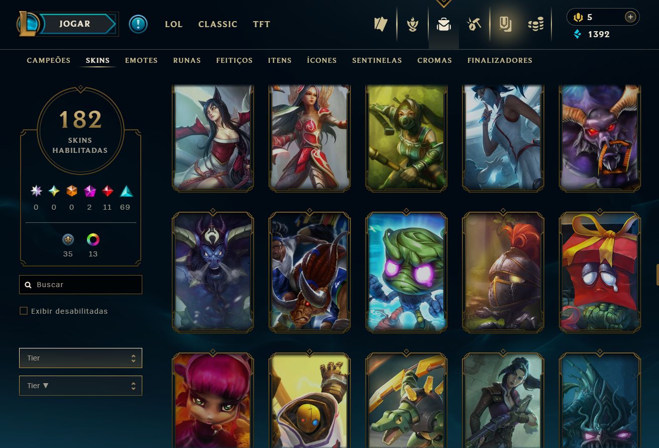 CONTA UNRANKED - 182 SKIN - FULL CHAMP + PREÇO BAIXISSIMO! - 100% SEGURA!