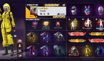 CONTA DE FREE FIRE VETERANA GEMADA COM ANGELICAL MASCULINA E FEMININA LEVEL 77