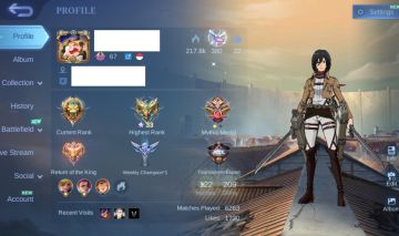 Conta Mobile Legend / AOT MIKASA Fanny & LEVI Martis / ANNUAL-STAR Lesley & Mais