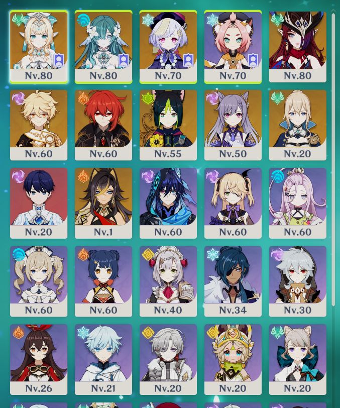 Conta Genshin -Ar55 América com Vesna R1, Vody R1, Chasca R1 e evento Livre.