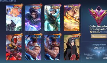 CONTA MLBB TOP | LEGENDS + COLLABS| 138 MÍTICO GLÓRIA | 296 SKINS