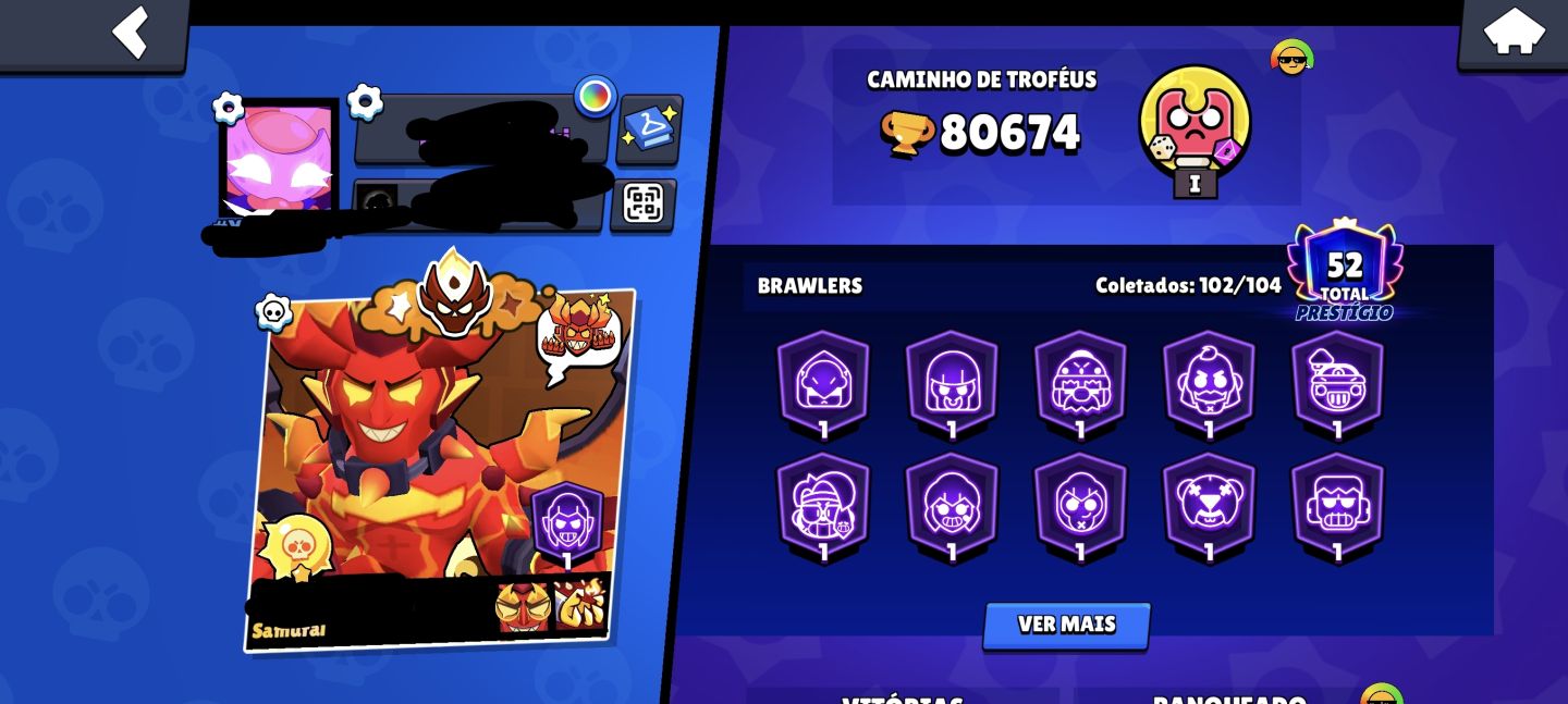 CONTA TOP DE BRAWL STARS COM 80K DE TROFÉUS E FAMA SOLAR
