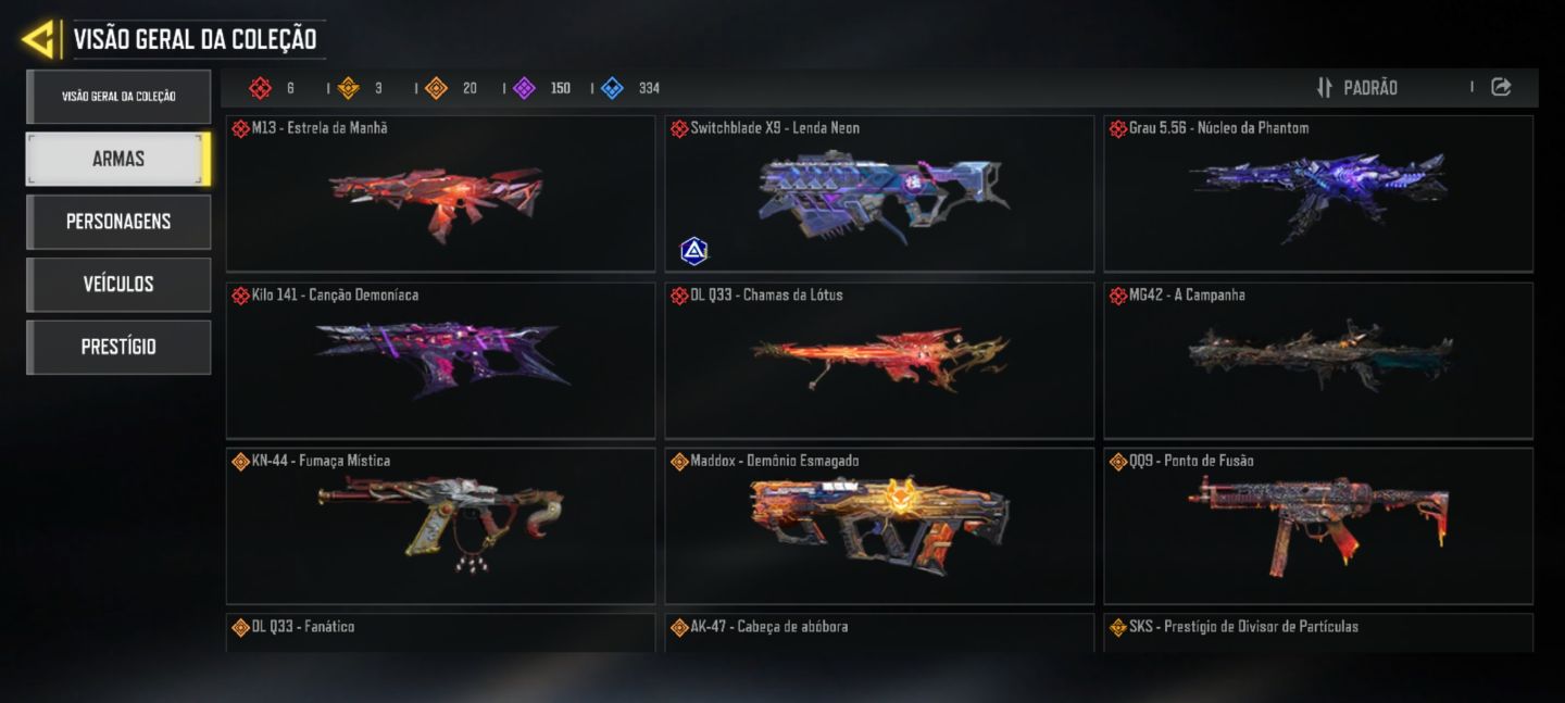 CONTA HIGH-END COD MOBILE | 6 MÍTICAS + 4 PERSONAGENS MÍTICOS | 3 PRESTÍGIO