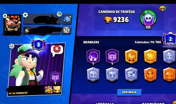 Conta de Brawl stars de Sirius com algumas skins e Brawler max.