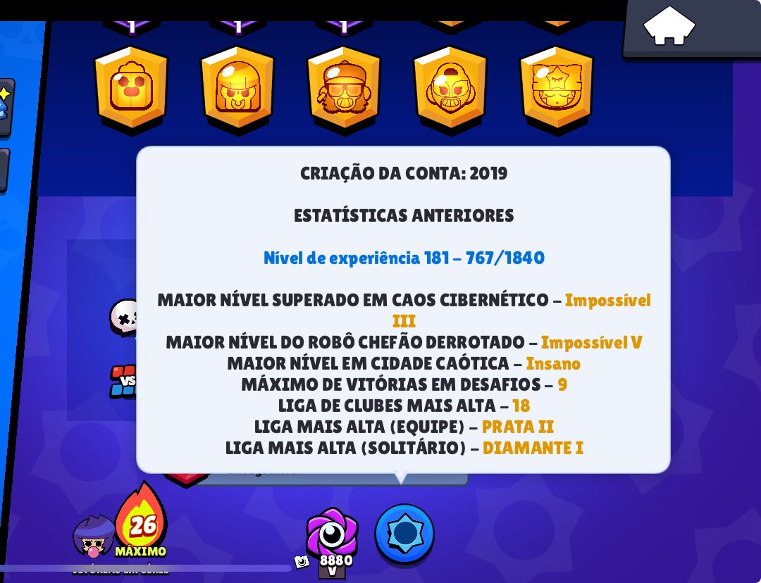 CONTA BRAWL STARS CRIADA EM 2019