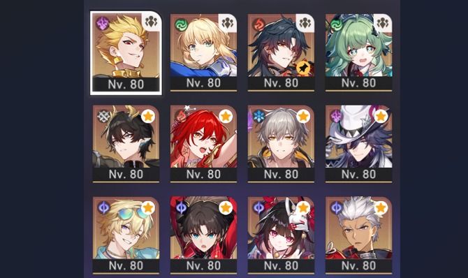 Conta Star Rail com todos da collab Gilgamesh E1 muito conteudo para farm 19Lx5