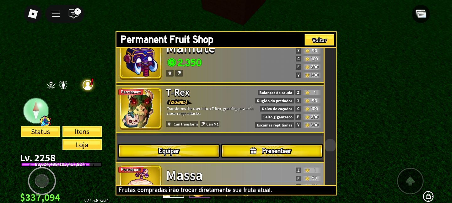 CONTA DE BLOX FRUIT DE NIVEL BAIXO