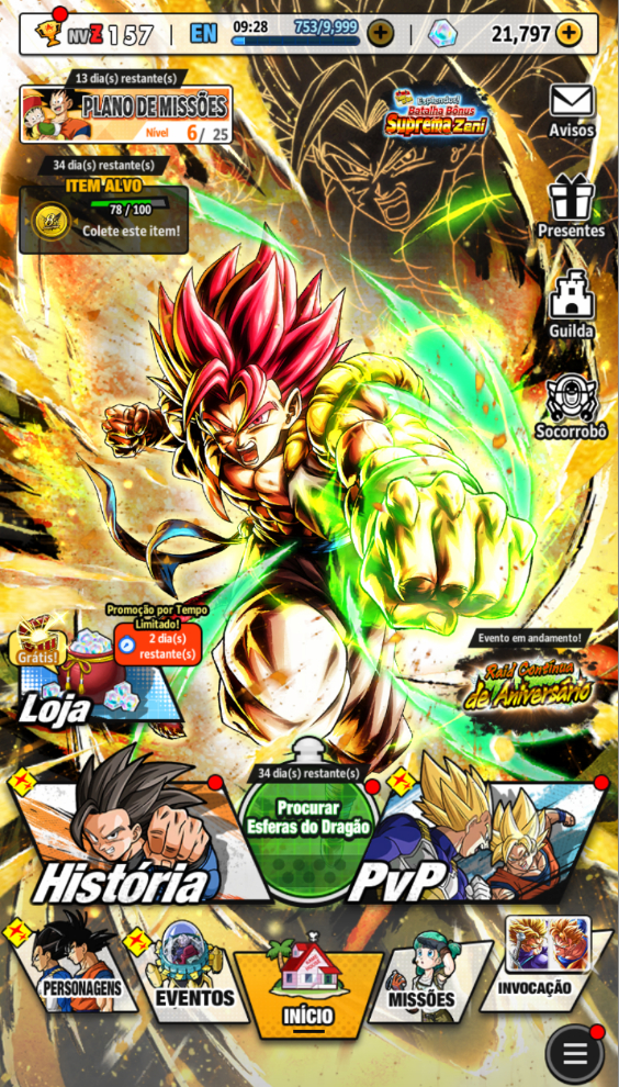 DRAGON BALL LEGENDS 2 LR + 21K DE CRISTAIS (ANDROID)