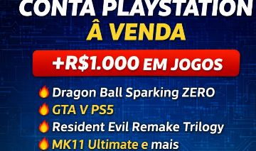 CONTA PLAYSTATION PREMIUM Dragon Ball Sparking ZERO, GTA V PS5, Resident Evil