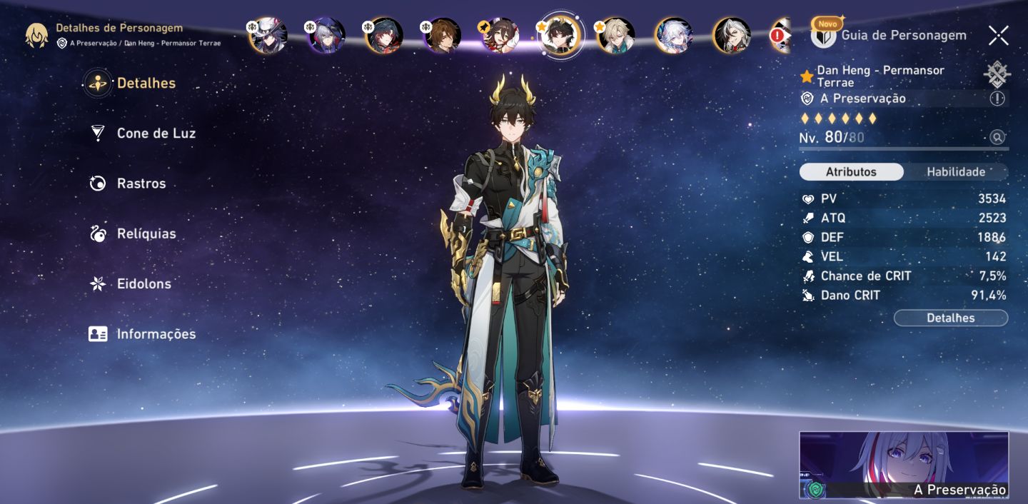 Conta Honkai Star Rail end game com Ashveil E6 Mortenax E2 e SW999 E1