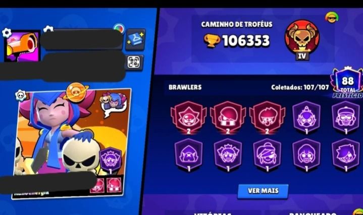 Conta brawl stars +100k/107 brawlers/quase na fama solar+2 contas clash of clans