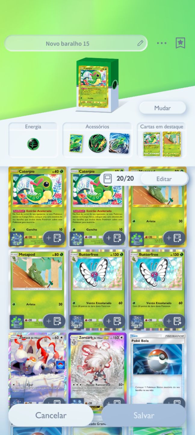 Conta Pokémon TCG Pocket - Deck principal Zoroak+Butterfree