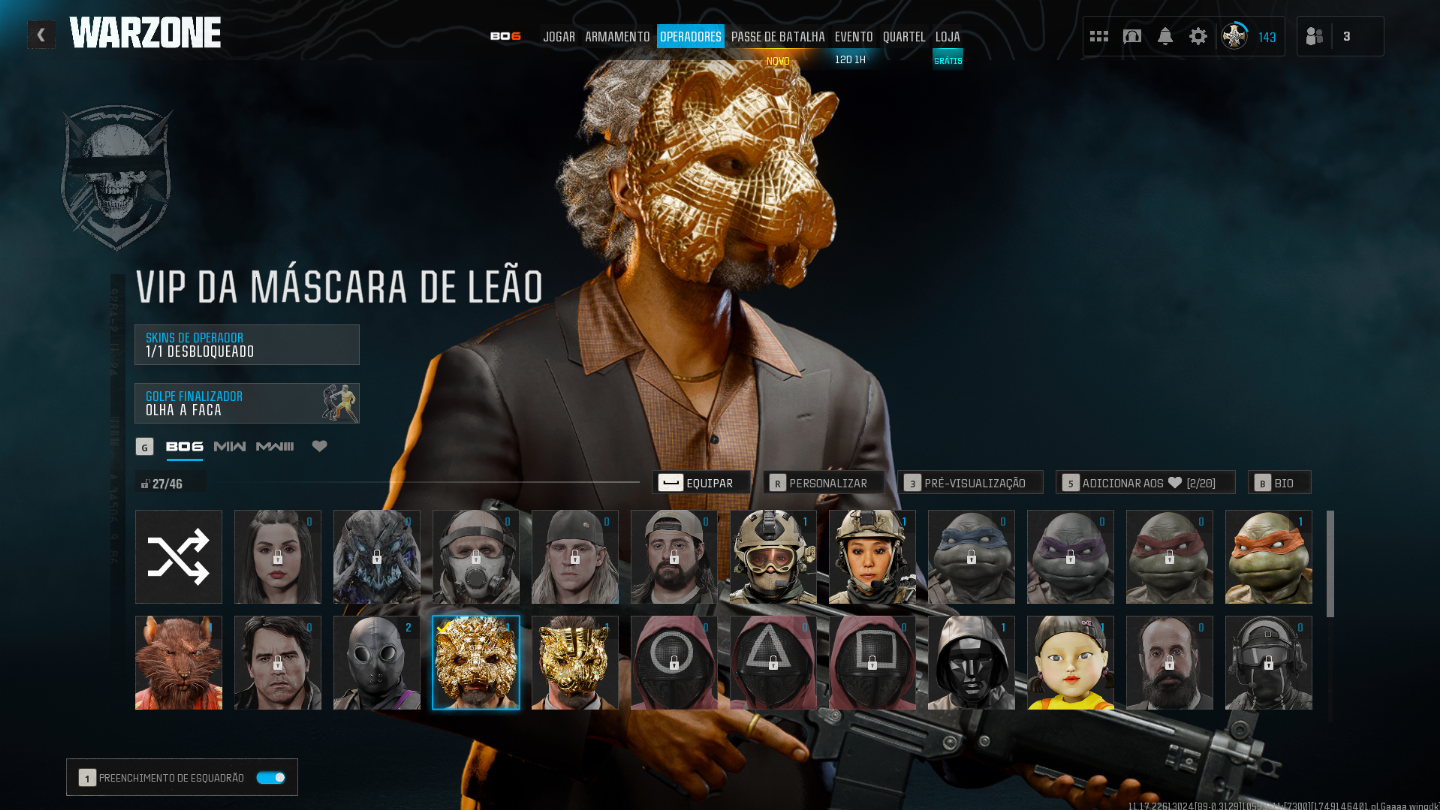Conta warzone com muitas skins