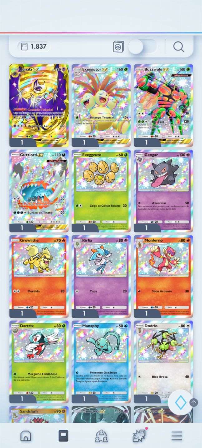 Conta com lunala ex dourada e muitas cartas ex e decks