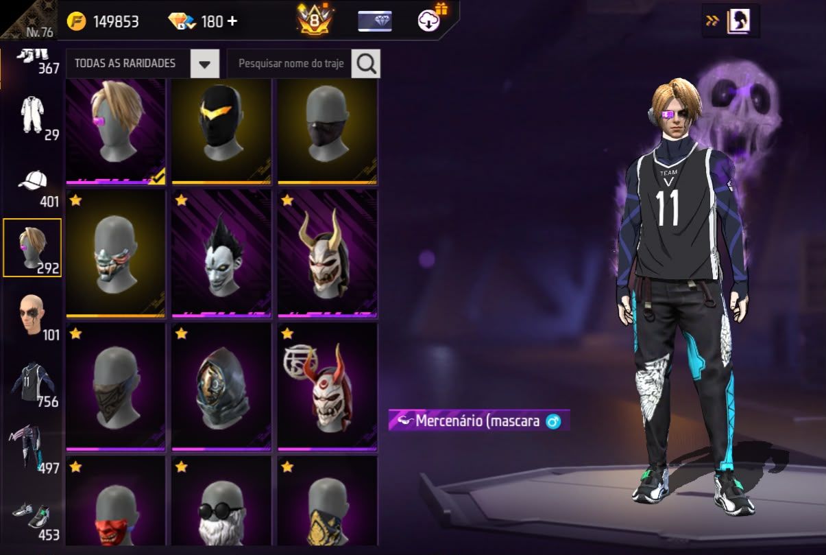 Conta free fire gemada com 5 angelicais, 5 evolutivas, 750+ peitorais, prime 8