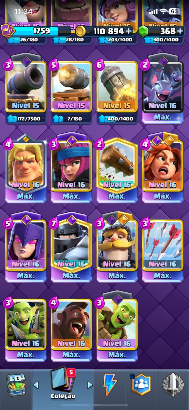 CONTA CLASH 5 ANOS + CARTAS FULL