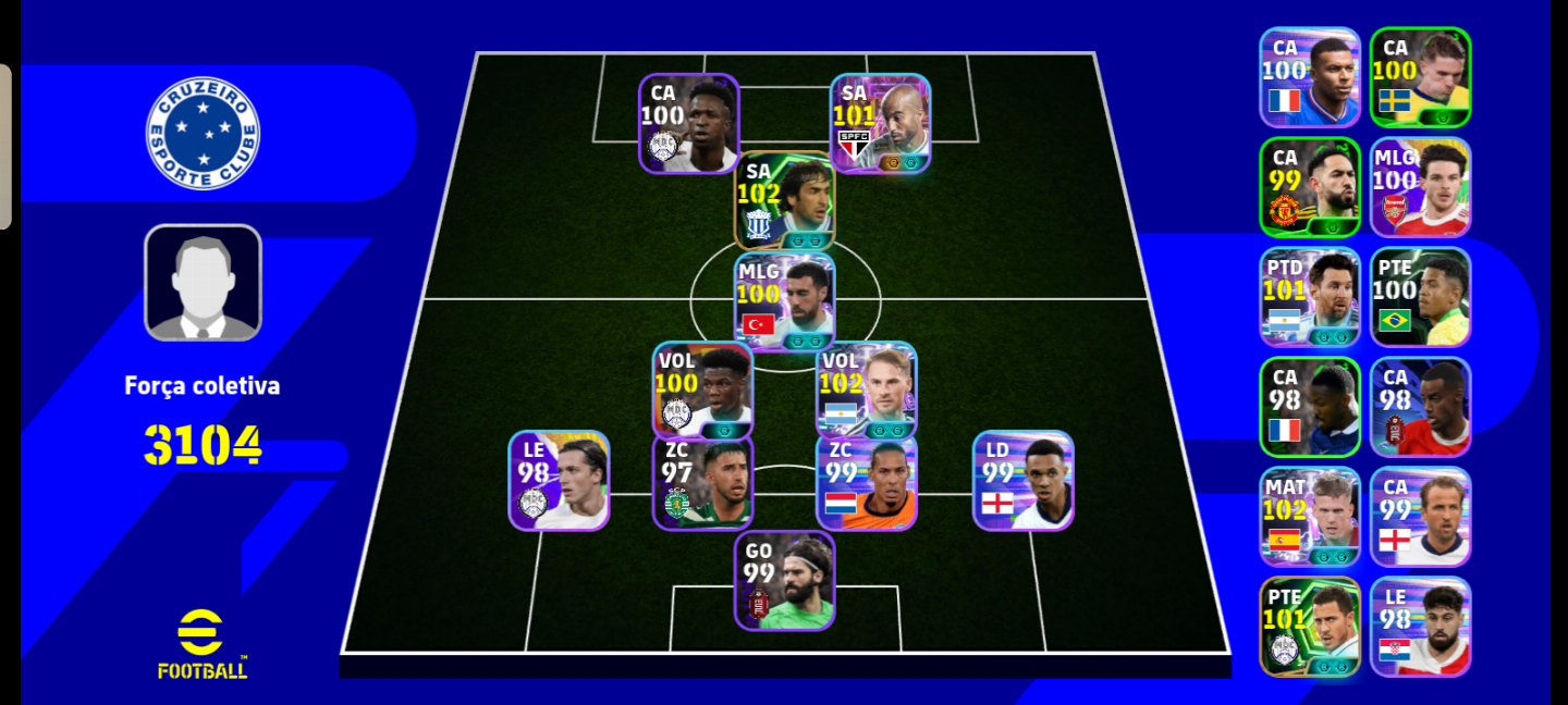 CONTA DE EFOOTBALL OVR 3104 COM LUCAS MOURA SHOW TIME+TIME COMPLETINHO promoção!