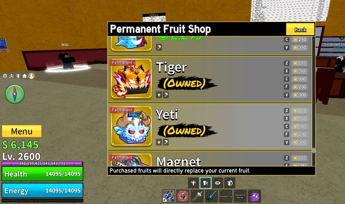 Conta blox fruits perfeita para main com diversas frutas permanentes