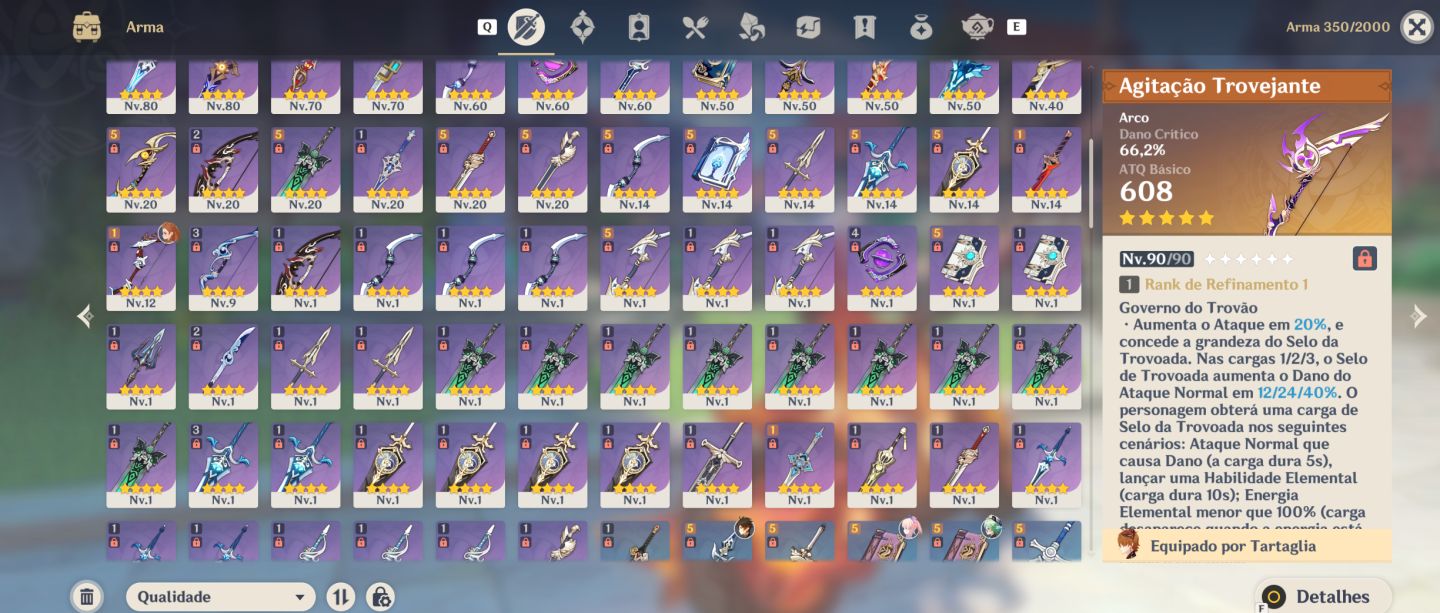 Conta Genshin Rank 60, 36 - 5 / 40 - 4 /Armas 9 - 5