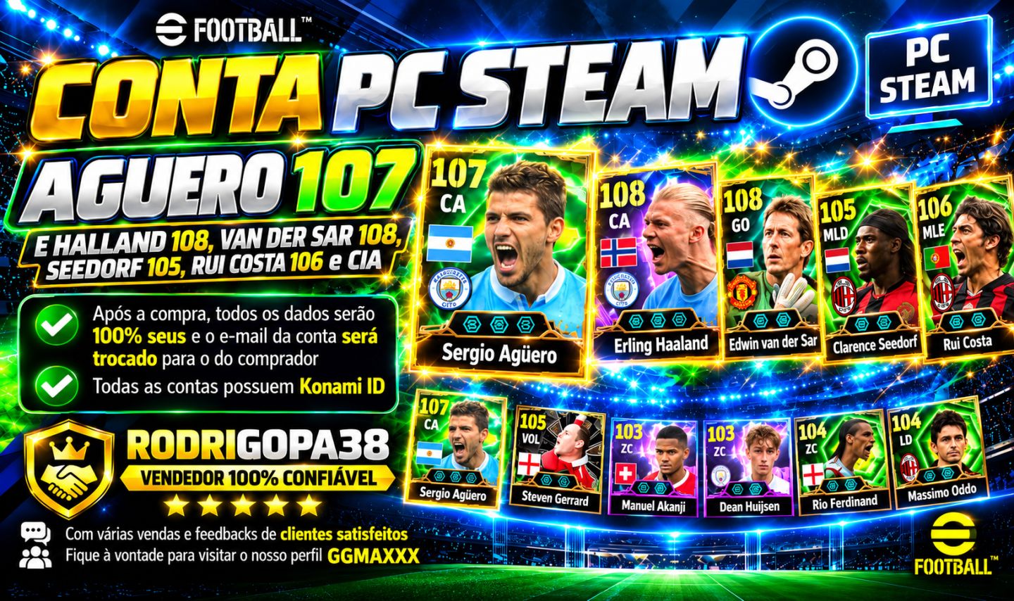 Conta PC Steam Halland 108, Van Der Sar 108, Aguero 107, Rui Costa 106 e CIA