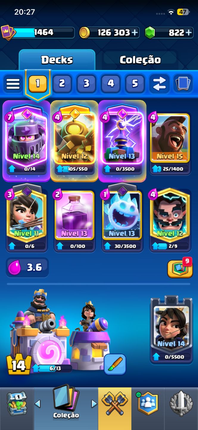 CONTA CLASH ROYALE 9.793 TROFÉUS | 121/122 CARTAS | EVOLUTIVAS | LVL 15 | 822 GE