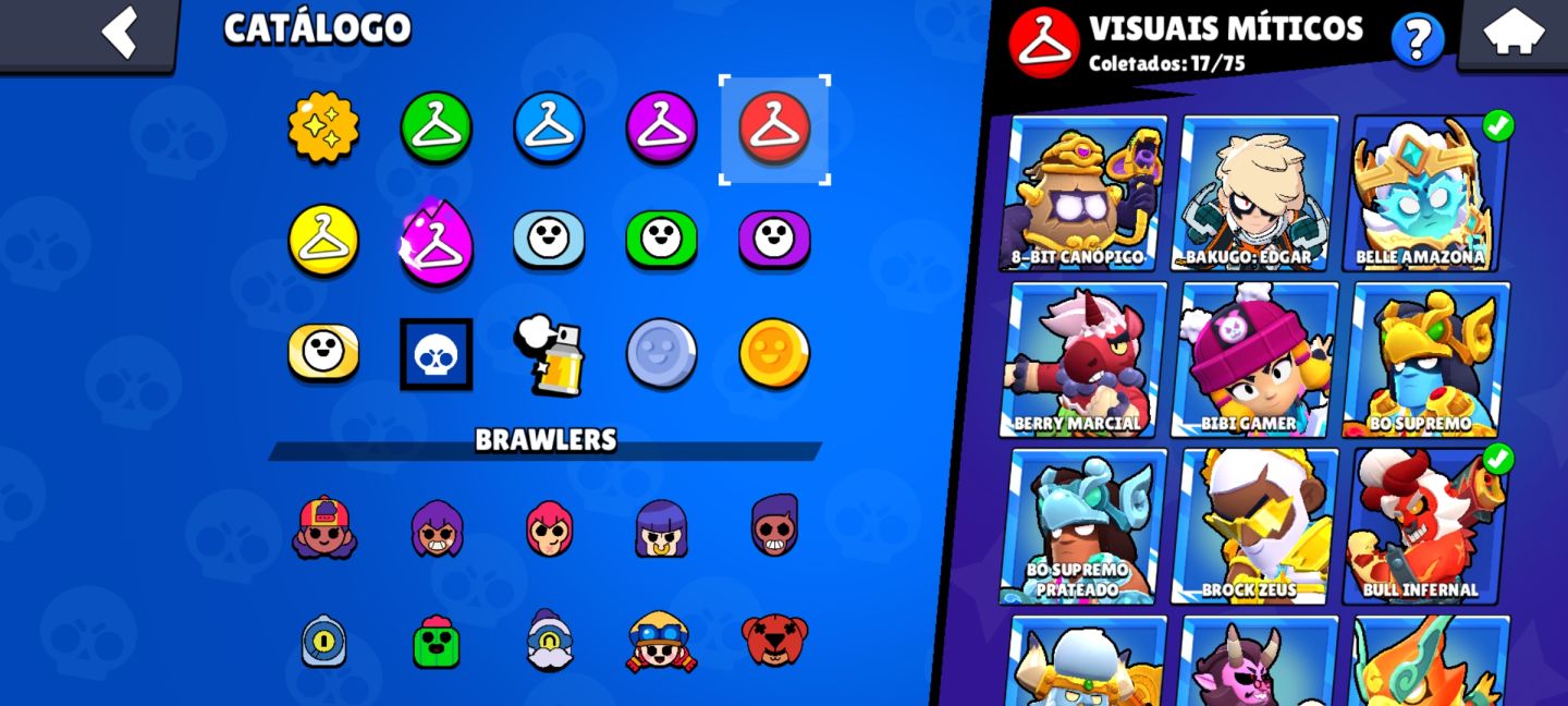 Conta de brawl de 2020,todos os brawlers,skins de hyper,brawlers quase 3k