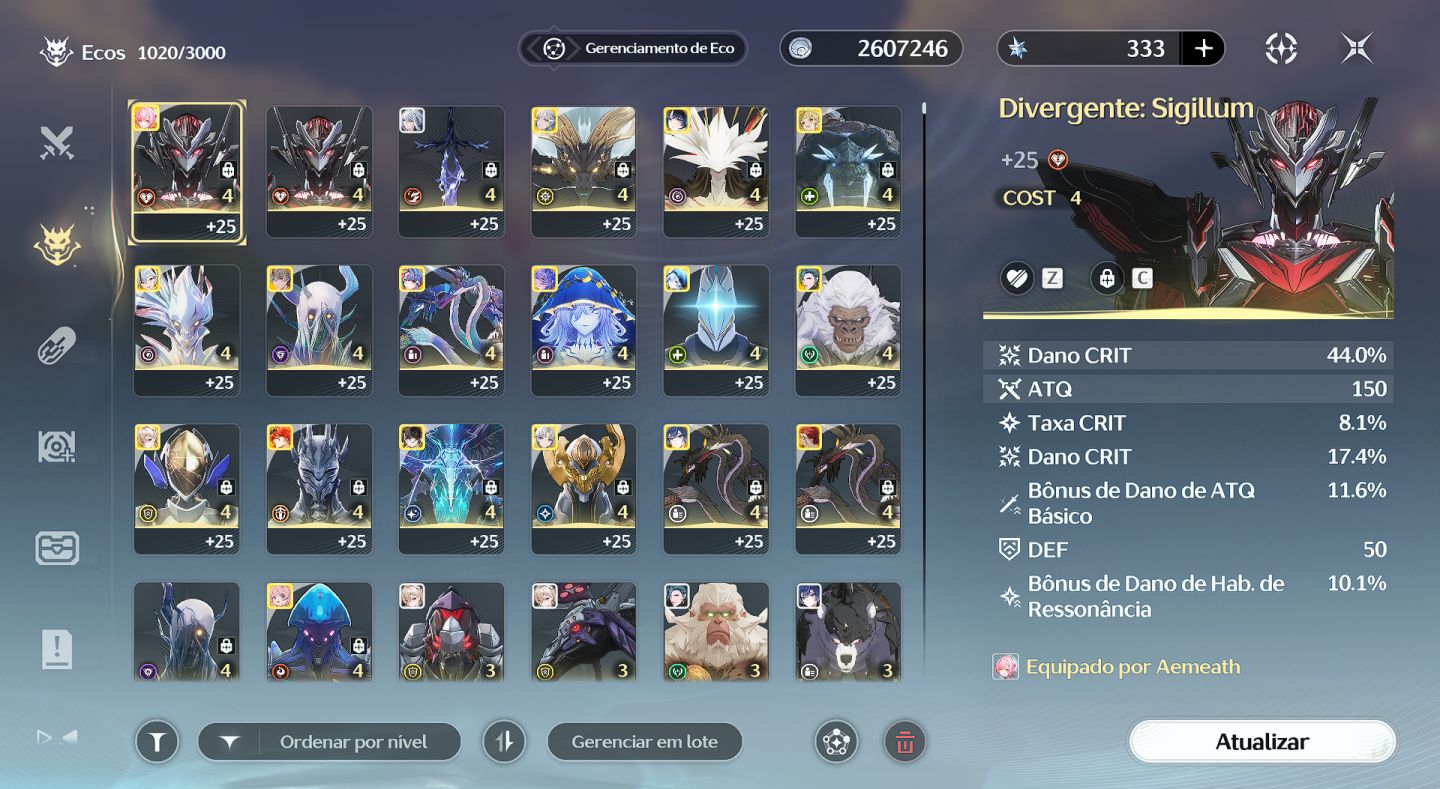 Conta Wuwa - UL 80 | 20 T5 (Yangyang Xuanling, Aemeath, Lynae,etc) | 14 armas T5
