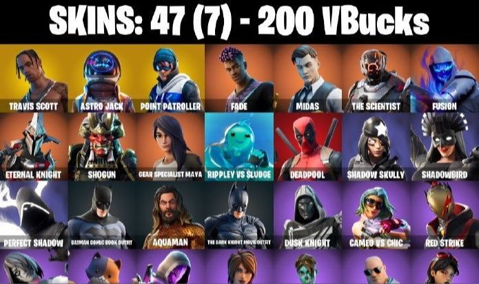 Conta fotnite com skins raras