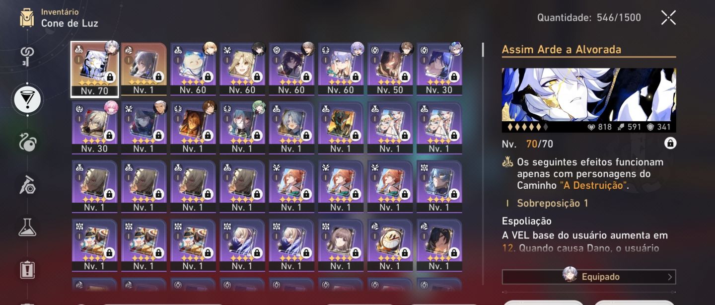 Conta Honkai Star rail Muito boa para começar Collab e Vários 5 ESTRELAS.
