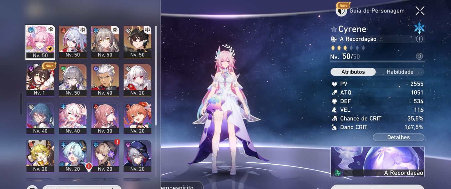 Conta honkai star rail com cyrene e Archer